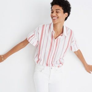 Central Ruffle-Sleeve Shirt Carey Stripe. Sz. XS.